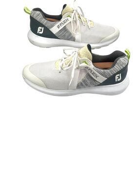FootJoy Flex Golf Shoes Men’s Size 10 White Gray Spikeless Golf Sneakers